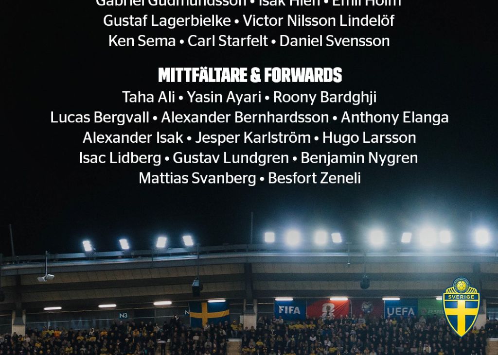 Kader der schwedischen Nationalmannschaft: Isaac geht voran, Djekereis ist verletzt
